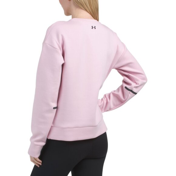 UNDER ARMOUR Prime Pink Unstoppable Fleece Crew Neck Sweatshirt - Picture 2 of 2